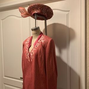 Elegant Pink Embroidered 2 pc suit, hat not included, purchased separately